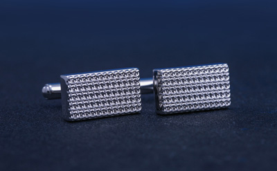 Silver Designed Rectangle Cufflinks