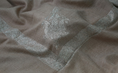 Silver Gray Embroidery Shawl