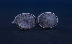 Silver/Multi Colored Oval Cufflinks
