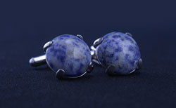 Silver/Blue/White Round Cufflinks