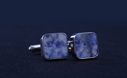 Silver/Blue/White Square Cufflinks