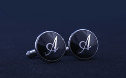 Silver/Black Round Cufflinks